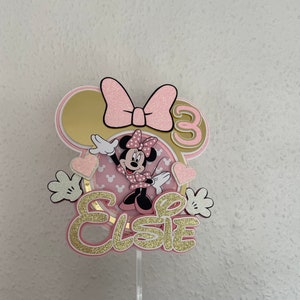 Handmade Minnie Mouse Cake topper Minnie Mouse cake topper Pink Personalised cake decoration Birthday Party decoration keepsake image 6