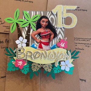 Moana inspirierte Kuchendeckel | 3D Moana Kuchen Topper Geburtstagsdekoration | Personalisierter Cake Topper | handgefertigt