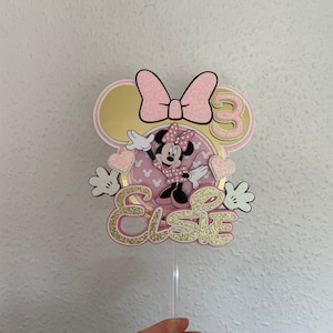 Handmade Minnie Mouse Cake topper Minnie Mouse cake topper Pink Personalised cake decoration Birthday Party decoration keepsake image 2