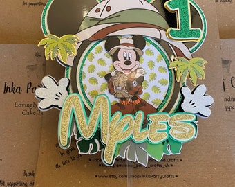 Handmade Mickey Mouse Cake topper | Safari cake topper | Personalised cake decoration | Party decoration | keepsake | Wild one | Jungle