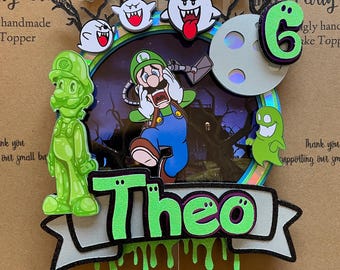 Luigi inspired cake topper | cake decor | Luigi's mansion | Video game topper | Handmade | Keepsake | 3D | Birthday cake decoration