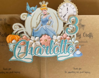 Cinderella princess inspired cake topper |  Cinderella | Birthday Party decorations | Handmade | Personalised | Keepsake | 3D