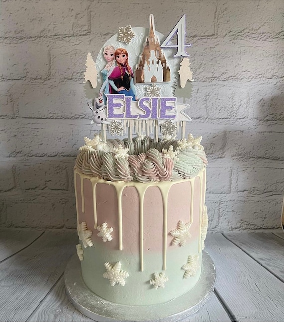 Topper per torta Disney Frozen fatto a mano / Decorazione torta Frozen /  Festa di compleanno Frozen / Festa Elsa Anna Frozen / Design esclusivo /  Decorazione per feste -  Italia