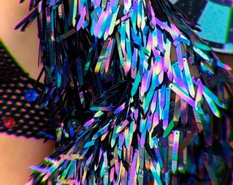 Sword Pailletten Jacke, Irisierender Kimono, Holographischer Pailletten Kimono, Rave Jacke, Pailletten Duster, Festival Jacke, Pailletten Blazer, Ravewear, Top