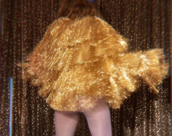 GOLD Tinsel Jacket,     Fringe Jacket, Tinsel jacket, tinsel fringe jacket, gold fringe jacket, sequin jacket, gold jacket, studio 54 outfit