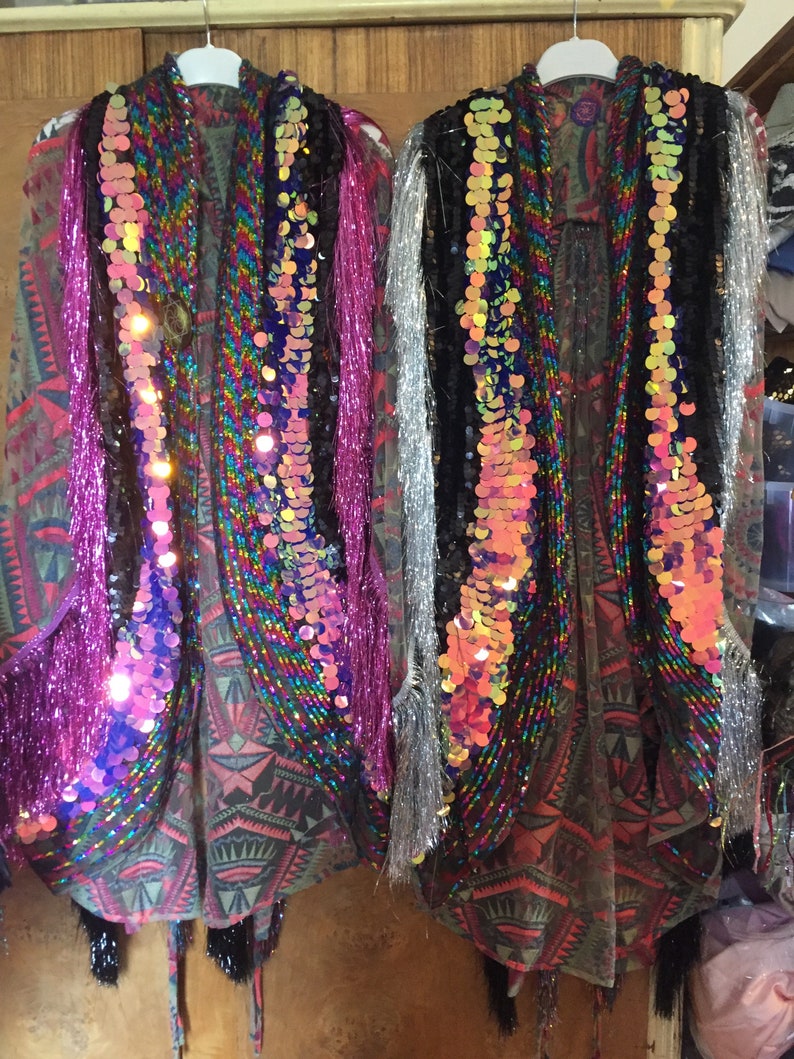 Super Sonic Unisex Tinsel Fringe Kimono Burningman Jacket Rave Etsy