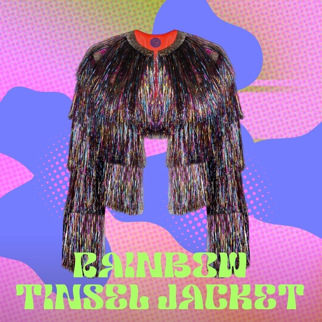 RAINBOW TINSEL JACKET, Girls Shimmer Midnights Era Jacket, Eras Tour