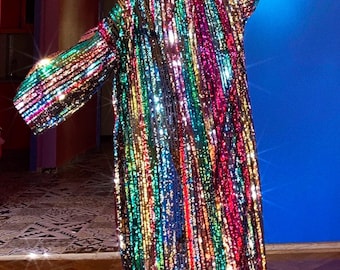 Festival outfit, rave outfit, sequin kimono, party jacket, personalized gift, cape, new years party christmas jacket, man sequin jacket