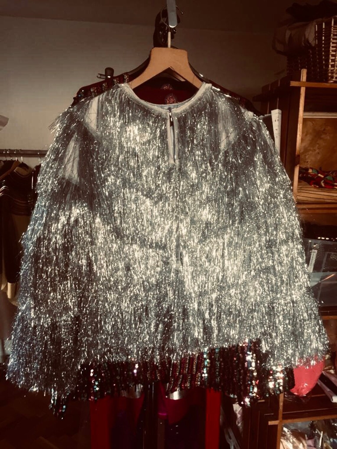 Disco Ball Silver Tinsel Fringe Jacket Etsy