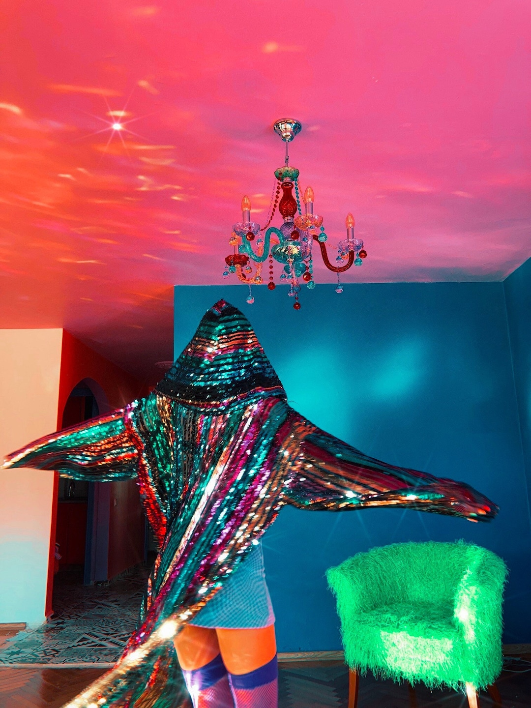 Mens Sequin Jacket, Disco Outfit, Sequin Kimono, Rainbow Sequin, Sequin