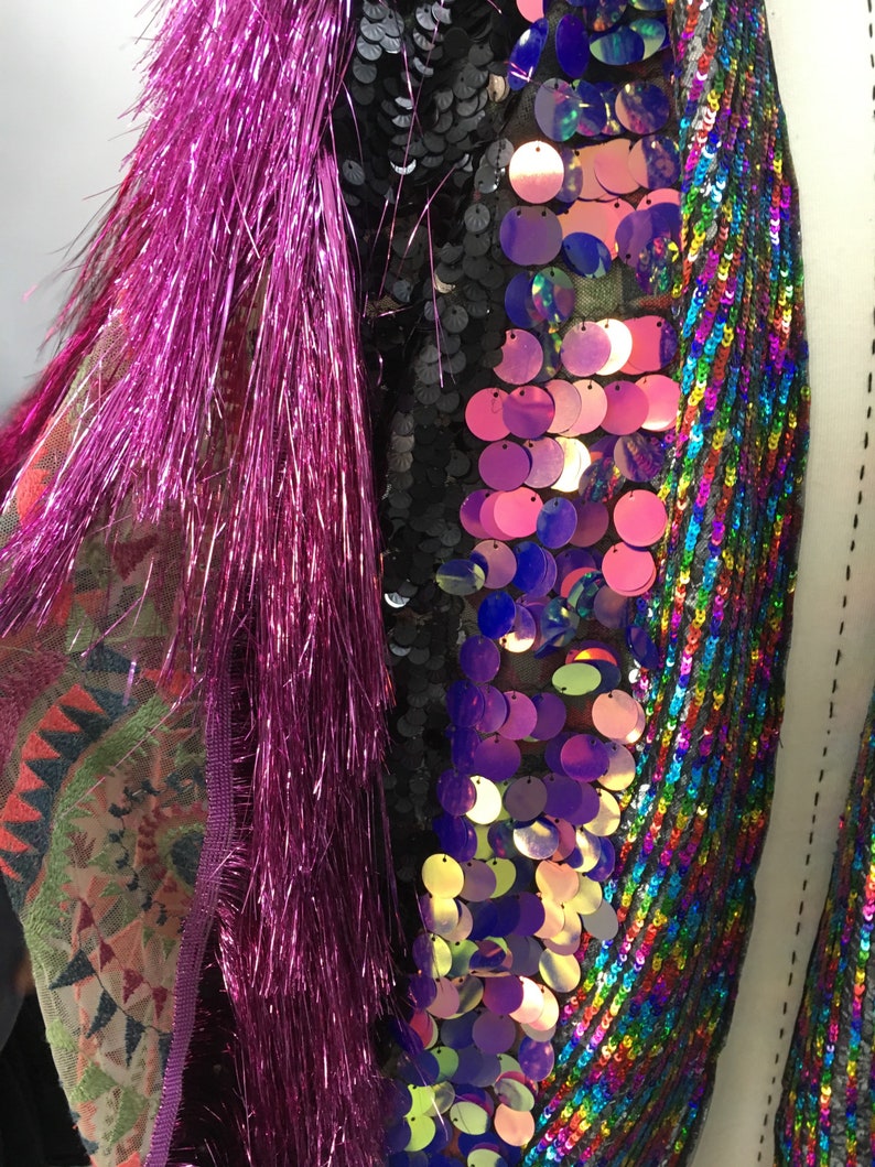 Tinsel Fringe Kimono Rainbow Jacket Rave Outfit Party Festival Etsy