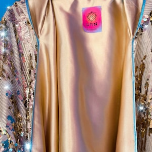Burningman Outfit, Sparkly Kimono, Golden Outfit, Gold Sequin Kimono, Gold Caftan, Sequin Kimono, Sequin Duster, Party Outfit, Burner jacket with Luxury Lining