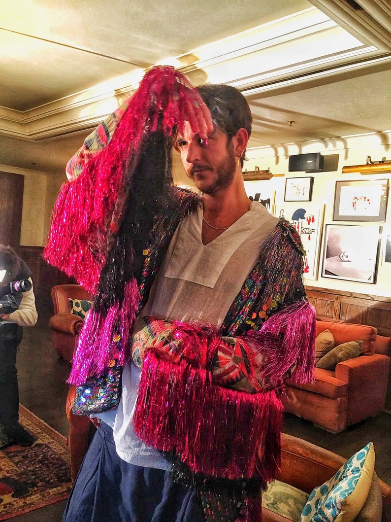 Tinsel Fringe Kimono Rainbow Jacket Rave Outfit Party Festival Etsy