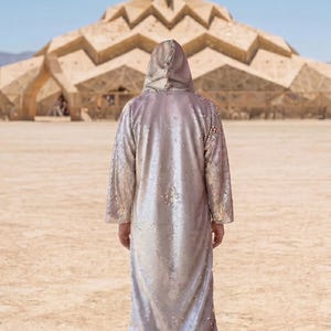 Rave kimono men burningman edc outfit Jedi Costume rave coat Mens rave outfit festival clothing sequin robe boho kimono jedi robe mens cape image 14