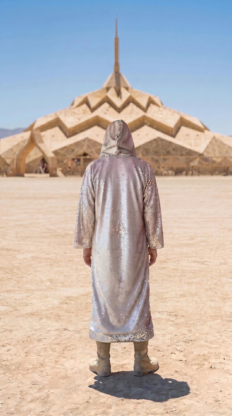 Rave kimono men burningman edc outfit Jedi Costume rave coat Mens rave outfit festival clothing sequin robe boho kimono jedi robe mens cape image 14