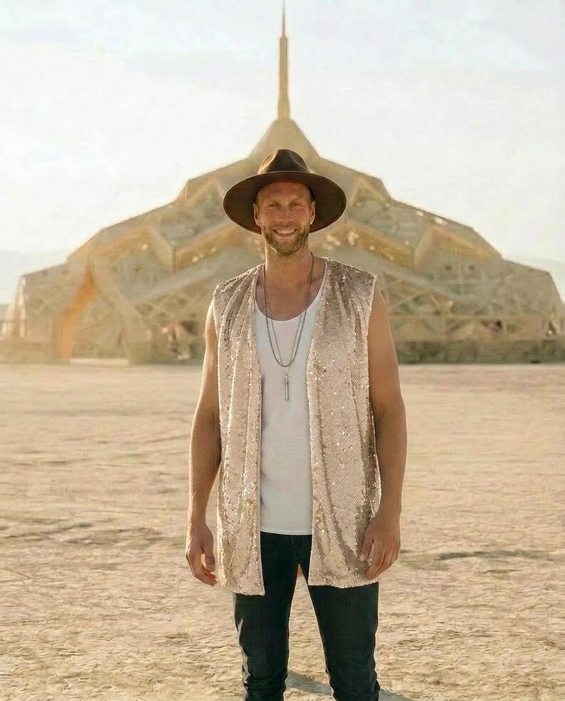 Rave kimono men burningman edc outfit Jedi Costume rave coat Mens rave outfit festival clothing sequin robe boho kimono jedi robe mens cape Sleeveless Vest