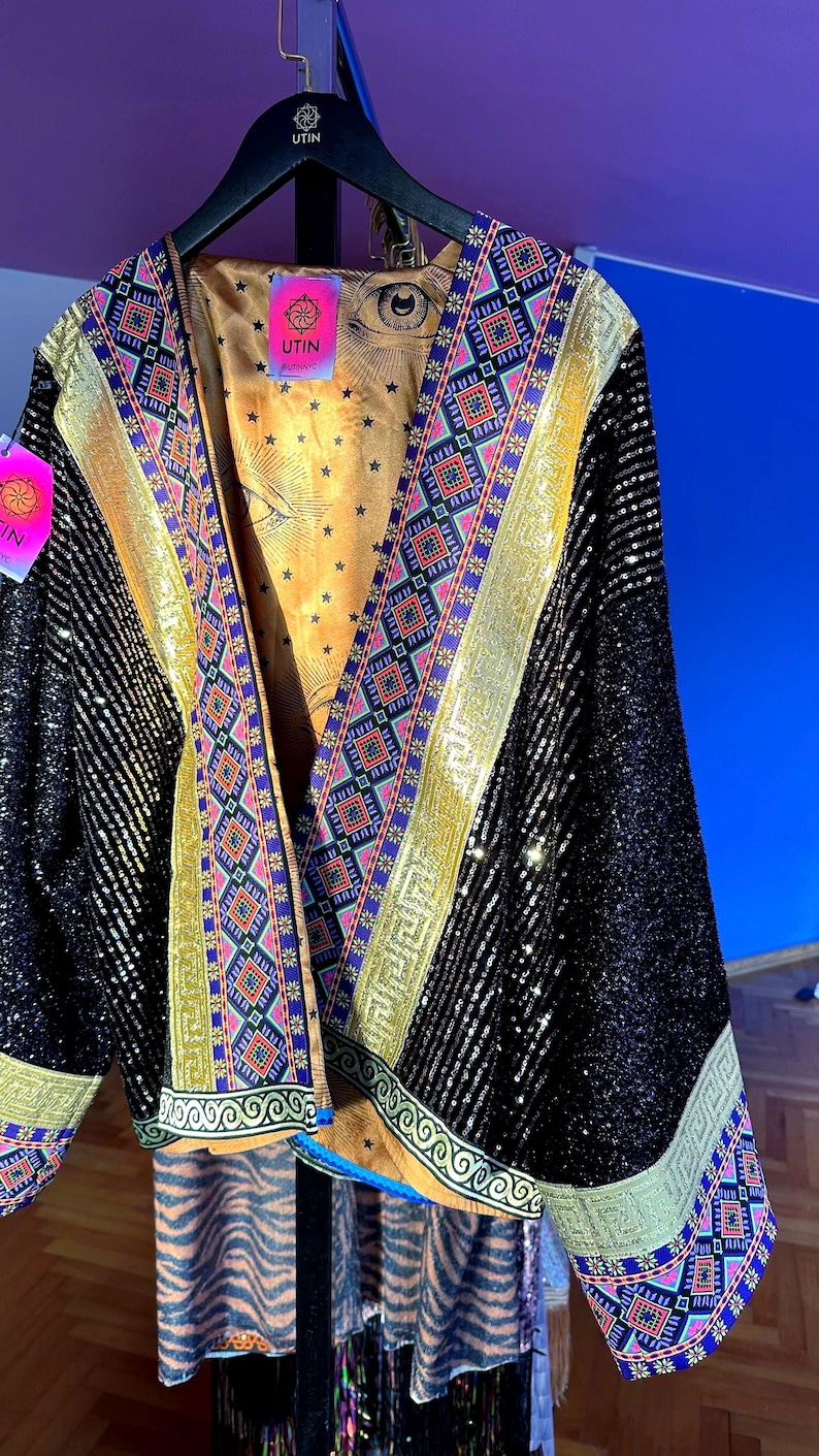 Oriental Disco style, Halloween Jacket, desert party outfit, oriental man costume, moroccan tile jacket, mandala kimono mens, plus size image 7