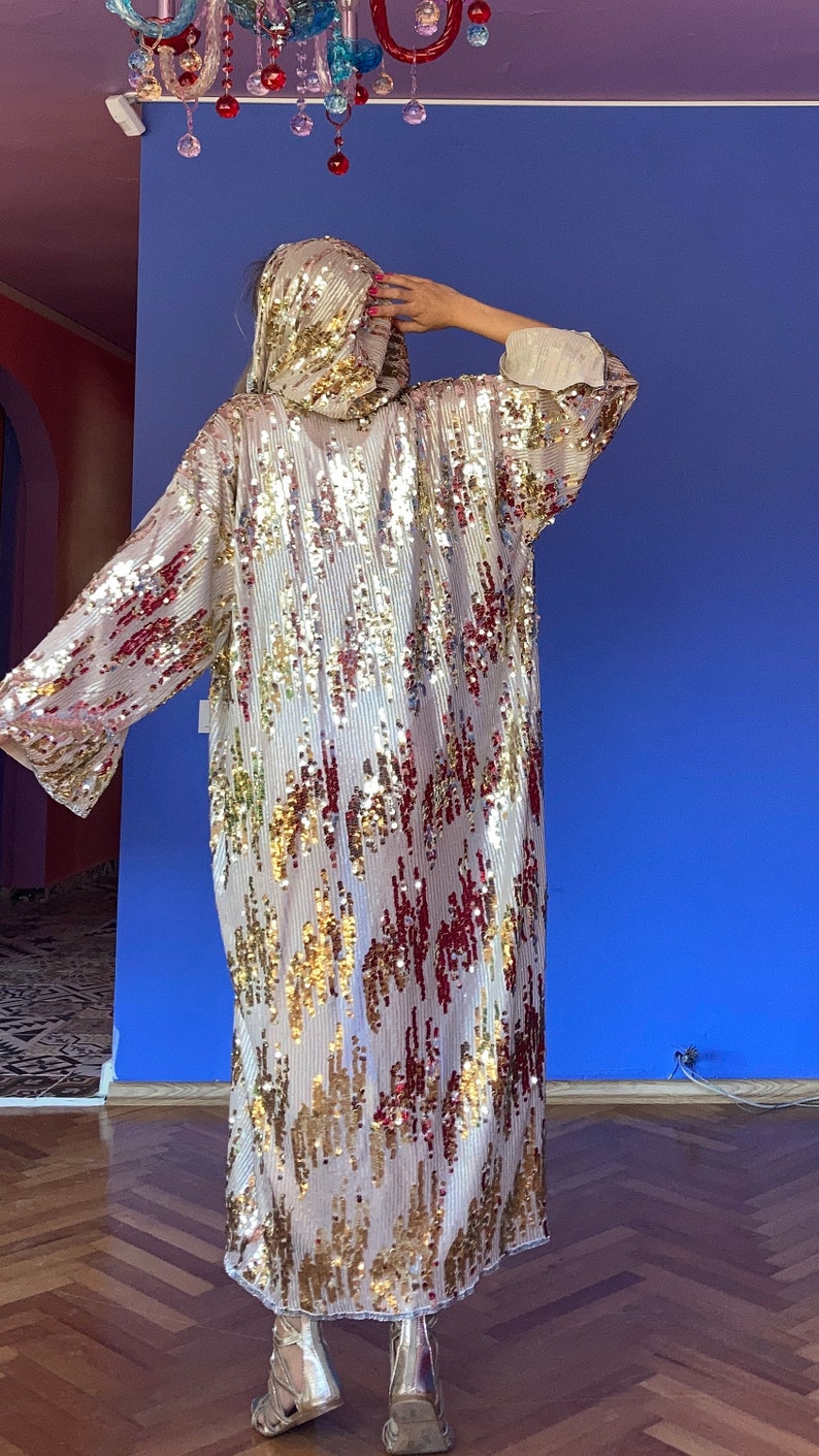 Rave Sequin Kimono Men Duster Jacket Robe Cape Costume Burning Etsy