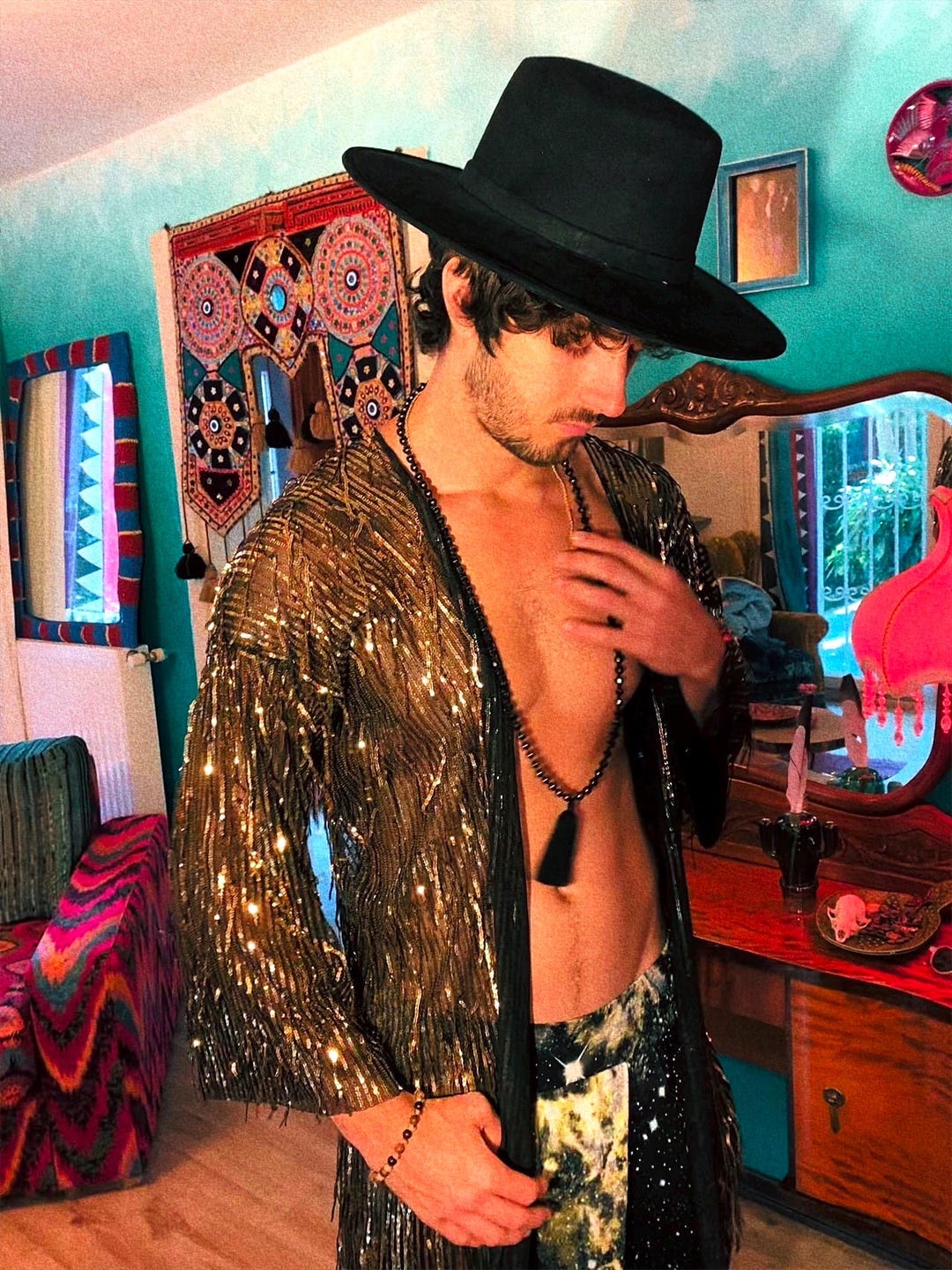 Studio 54 Outfit, Mens Disco Outfit, Festival Outfit Men, Sequin