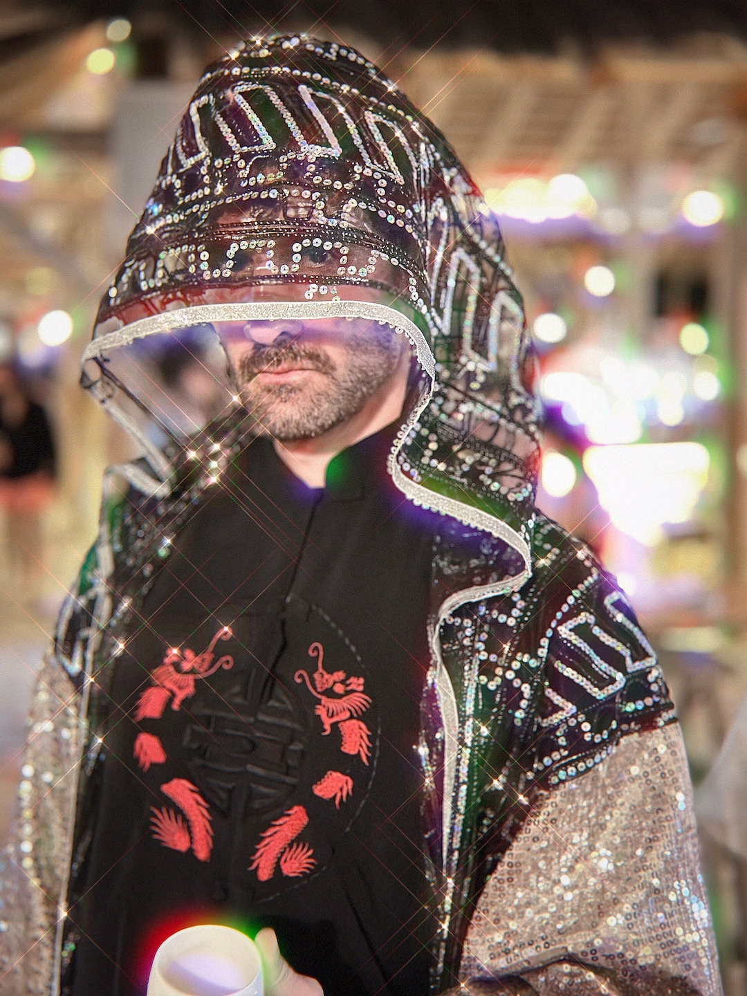 Cyborg Kimono, Sheer Rave Jacket, Mens Rave Outfit, Silver Kimono, Edc ...