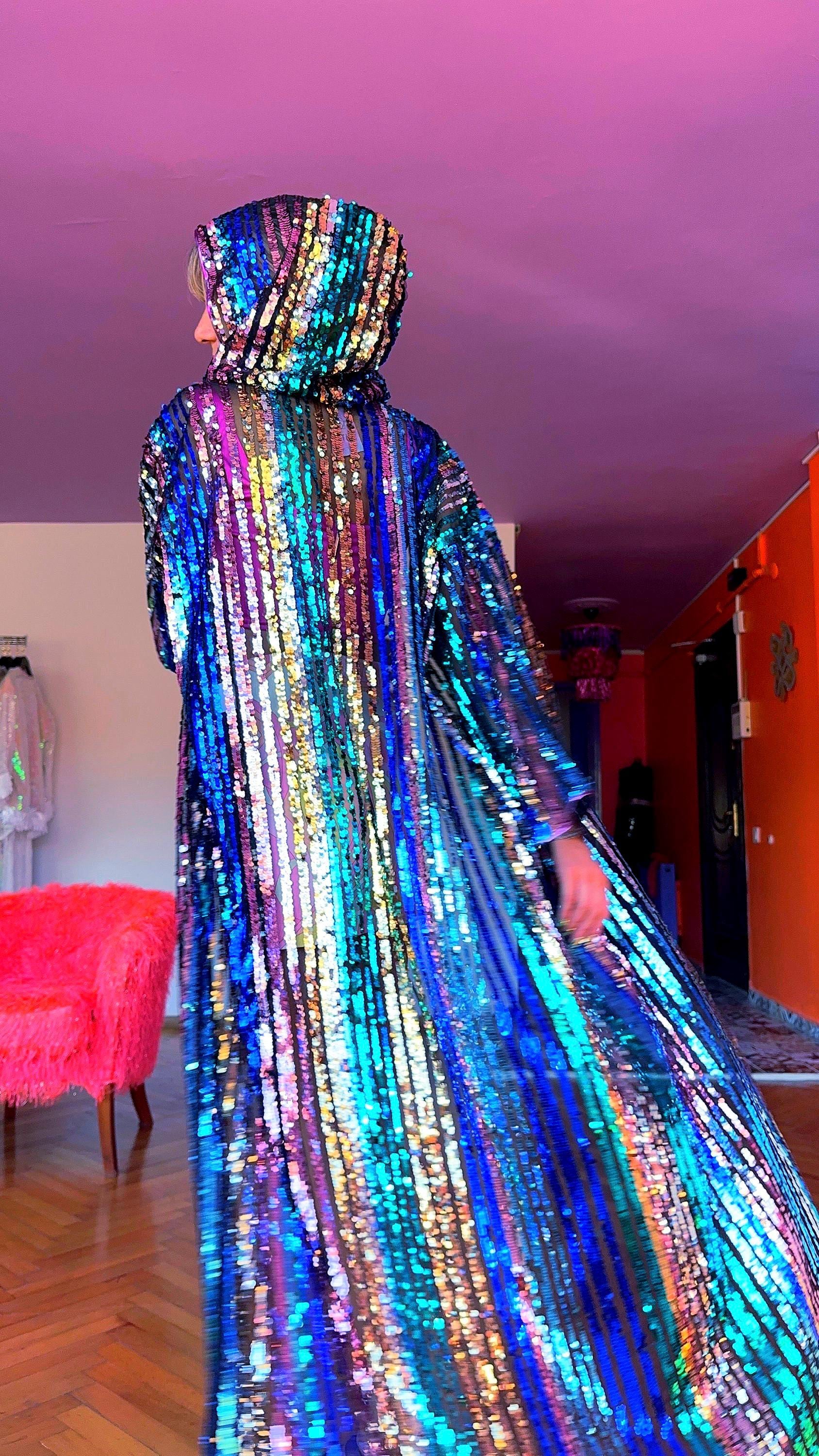 Rainbow Print Jacket Red Sequin Mens Jacket Men Costume Sequin