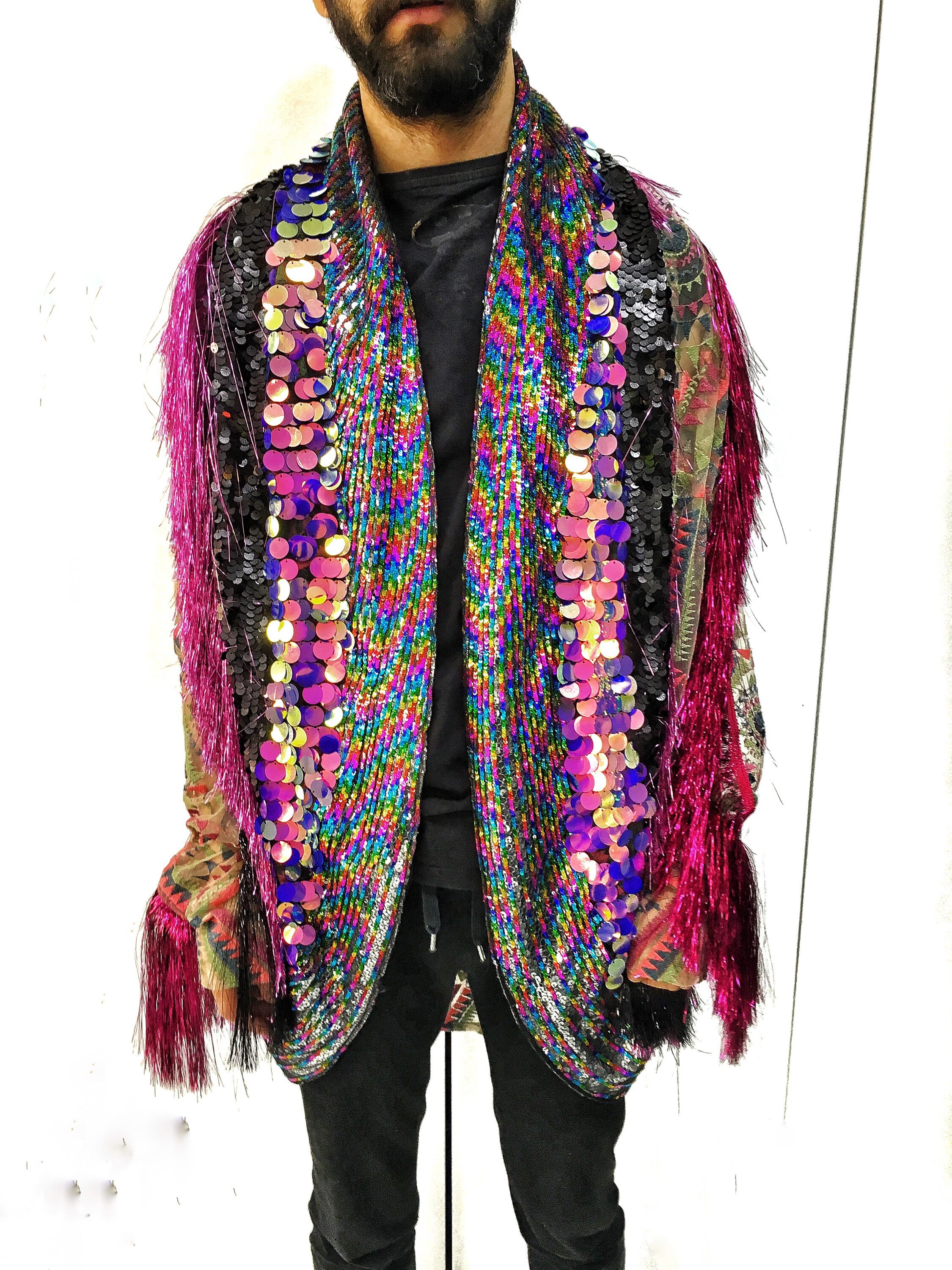 Tulum Tinsel Fringe Kimono Burningman jacket Rave outfit Etsy