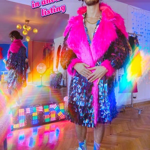 Tinsel jacket iridescent kimono sequin kimono rave jacket halloween jacket sequin duster Festival jacket holographic jacket sequin blazer image 9