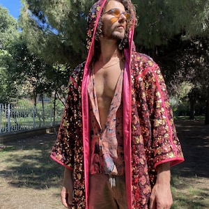 Burningman Outfit, Sparkly Kimono, Golden Outfit, Gold Sequin Kimono, Gold Caftan, Sequin Kimono, Sequin Duster, Party Outfit, Burner jacket