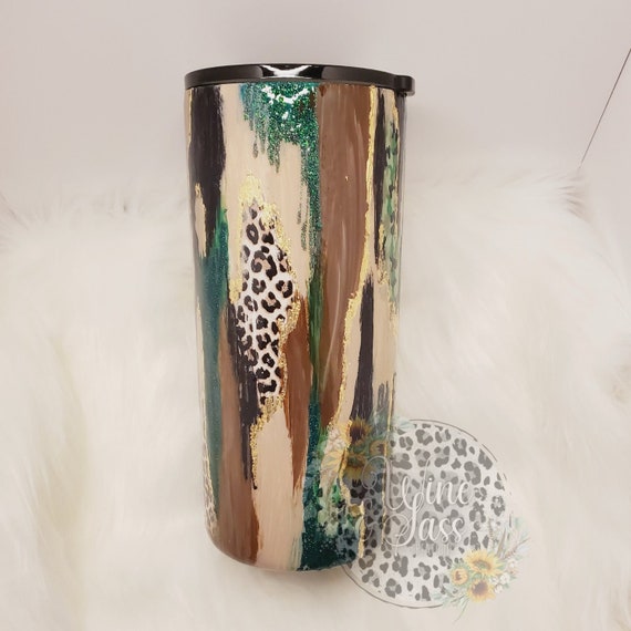 Brush Stroke and Foil Tumbler Etsy