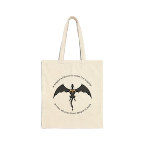 Fourth Wing, Iron Flame, Onyx Storm, Dragon Rider Inspired Cotton Canvas Tote Bag
