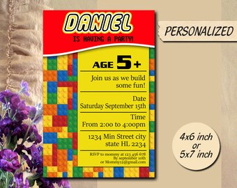 lego birthday invite etsy