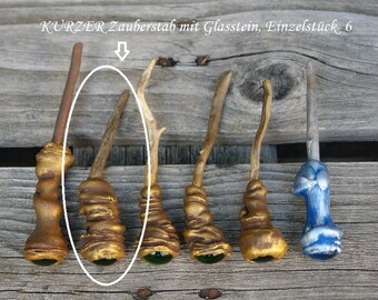 KURZER uriger Zauberstab mit Glasstein, Einzelstück 6