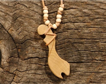 Wooden pendant with wooden beads, single piece 1