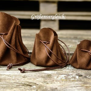 Velourlederbeutel in 3 Größen, Farbe: dunkelbraun
