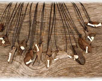 Driftwood pendant with bones