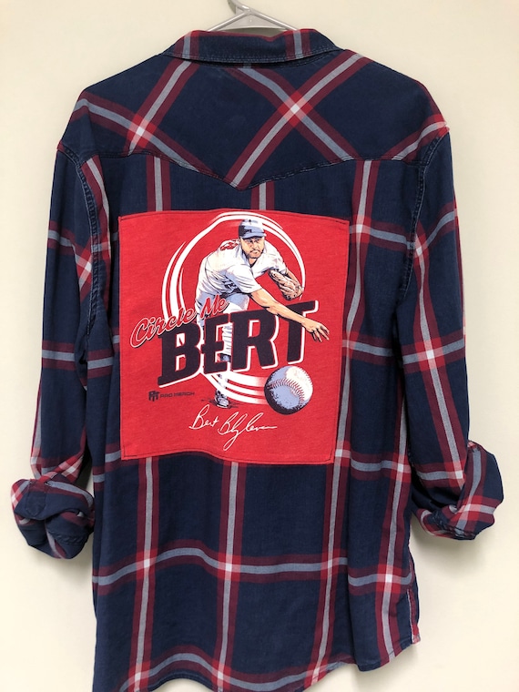Minnesota Twins Bert Blyleven Upcycled Plaid Shirt 