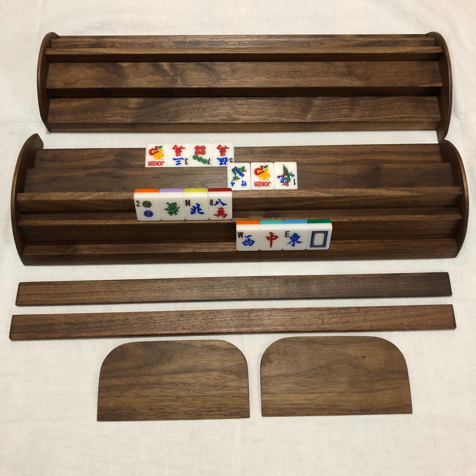 Buckle Detail Top Siamese Mah Jongg Double Handed Racks - 2 Blue Game Racks For Mahjong Tile Play Tiles Not Included O 975634-361684