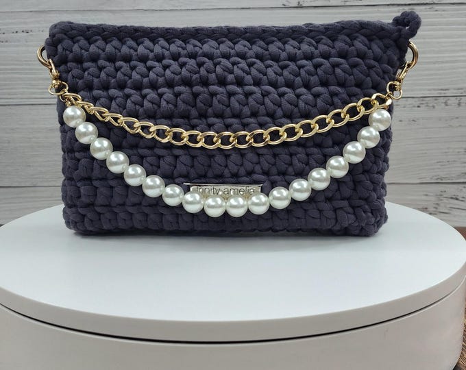 Pearl Accent Crochet Clutch