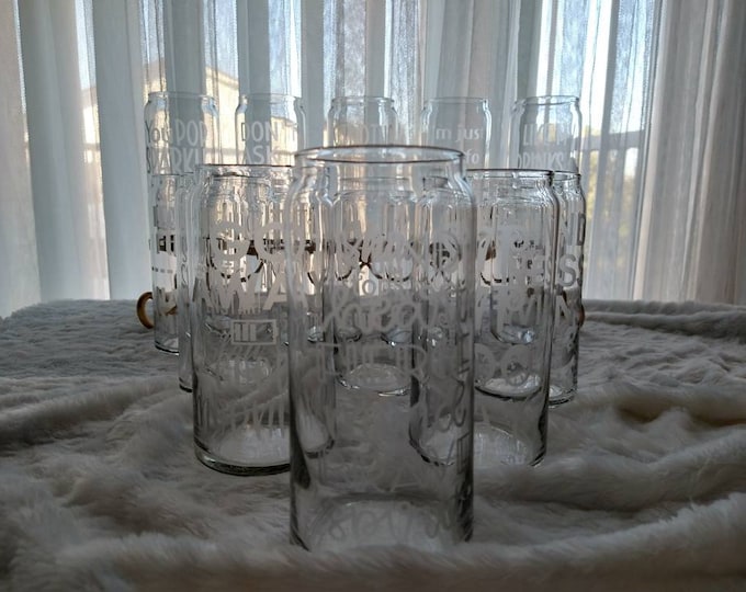 20oz Etched Glass Beer Can Tumblers Funny Quotes Sayings Multiple Designs