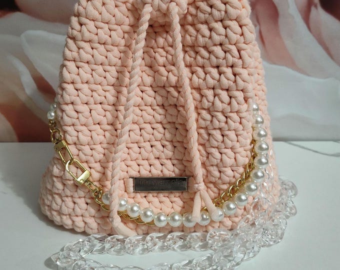 Pearl Accent Crochet Purse