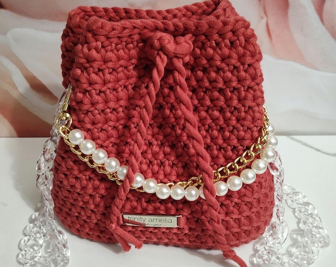 Acrylic Strap Drawstring Handbag