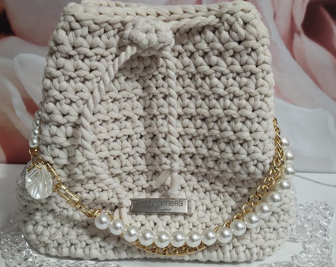 Acrylic Strap Drawstring Handbag