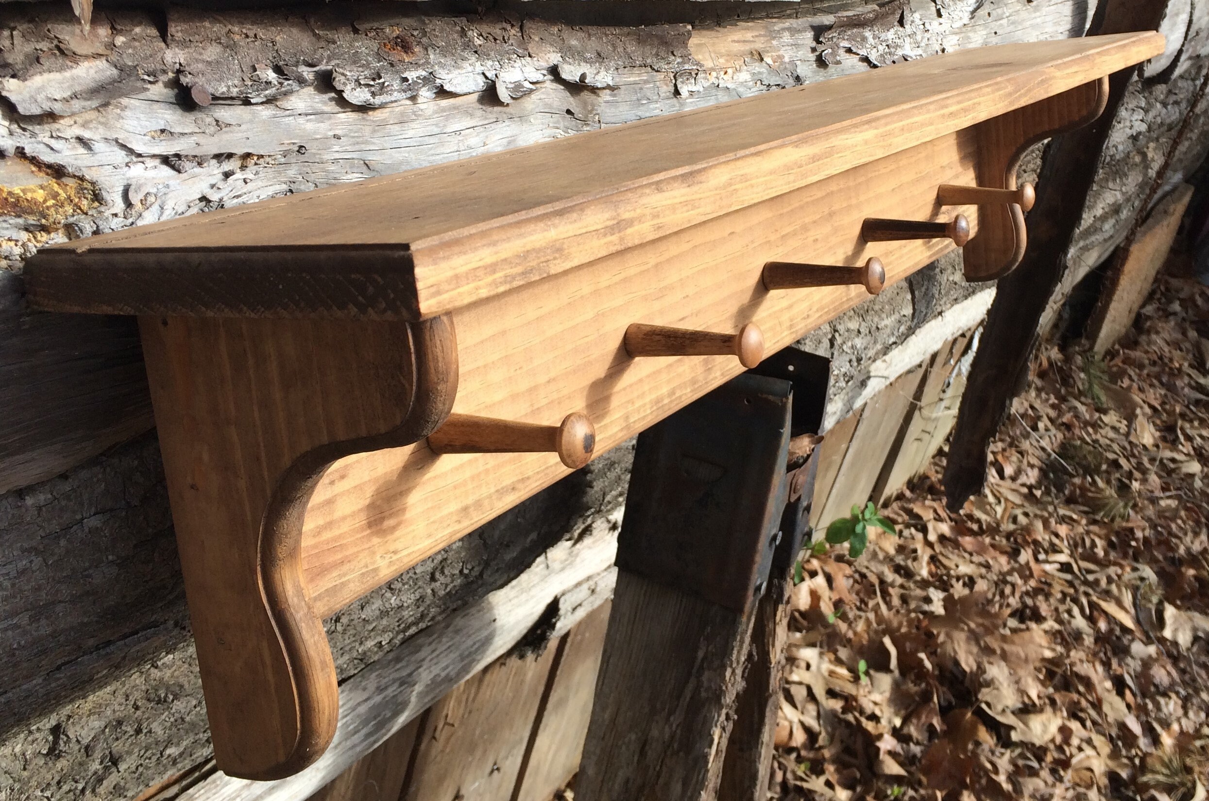 36 Wood Shaker 5 Peg Shelf Coat Rack with Plate Groove Etsy