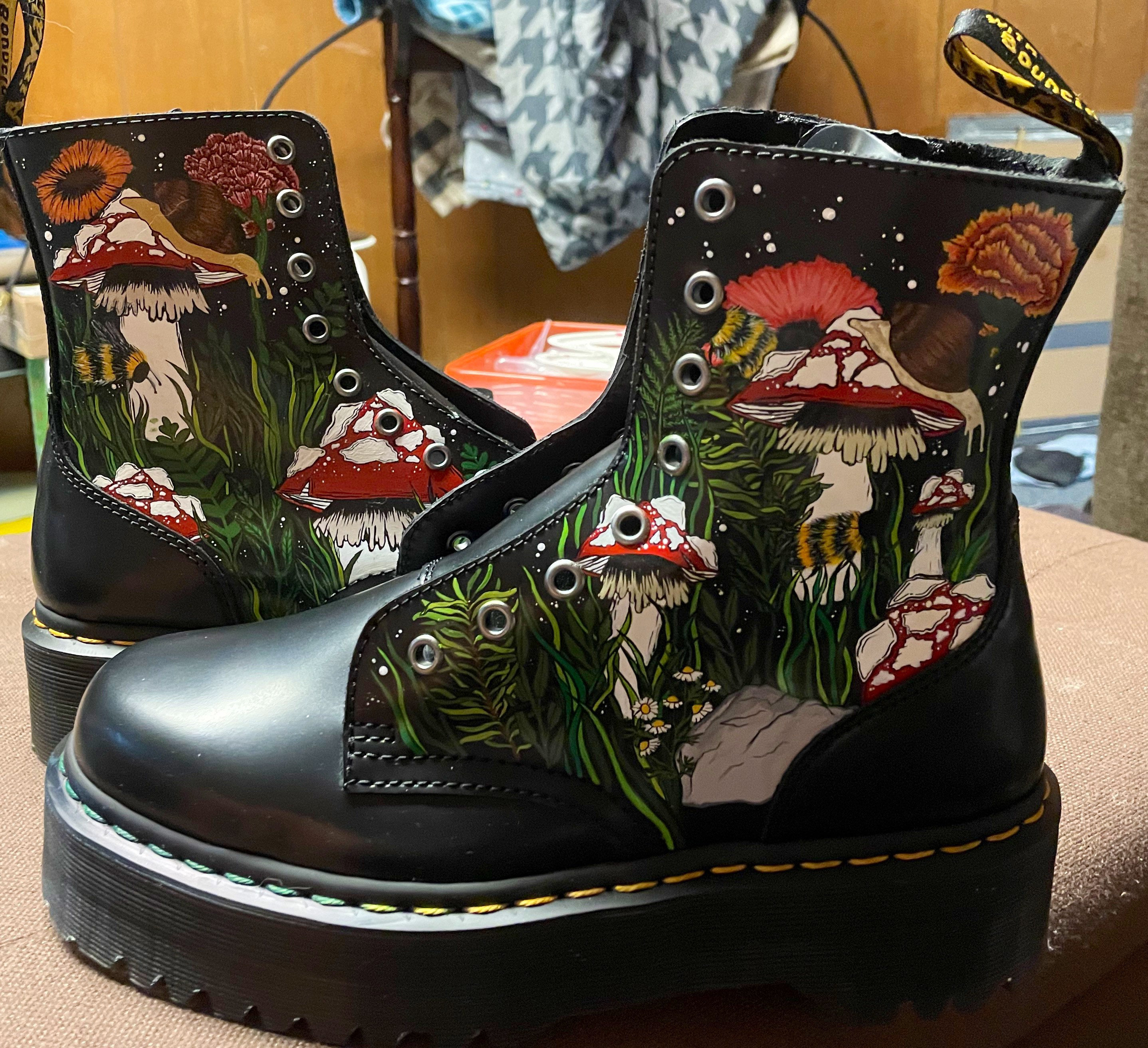 Custom Hand Painted Doc Martens • Cottage Core Boots Custom Hand Painted Doc Martens • Cottage Core Boots