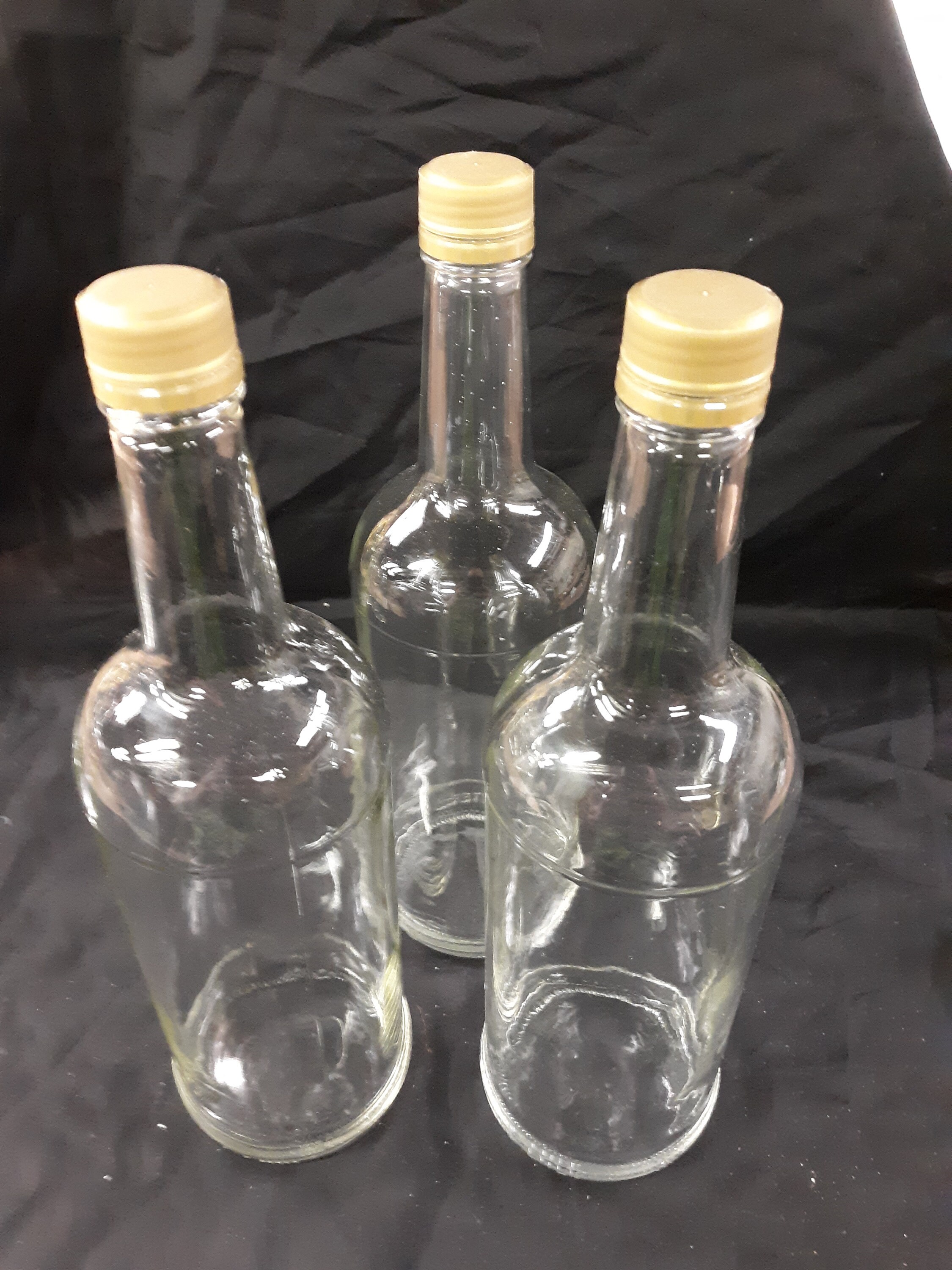 6 clear liquor liter bottles with labels removed with caps Etsy