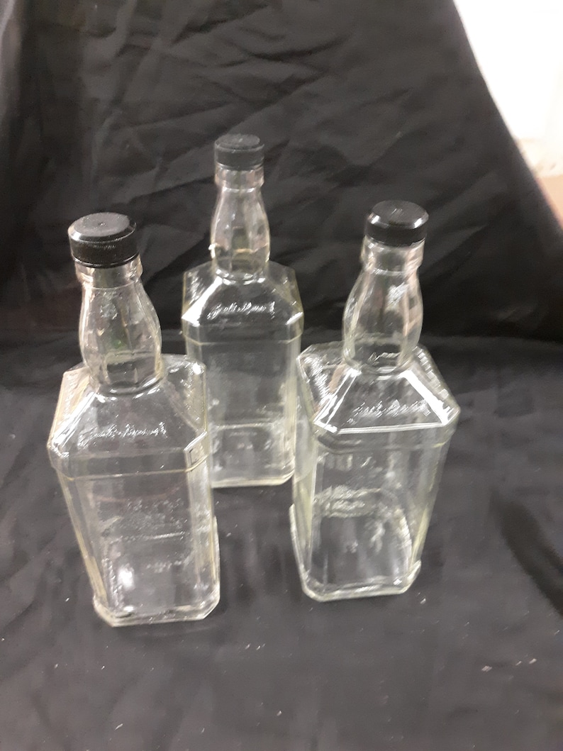 3 or 6 Clear Liquor Liter Bottles With Labels Removed With Caps Jack Daniels Etsy