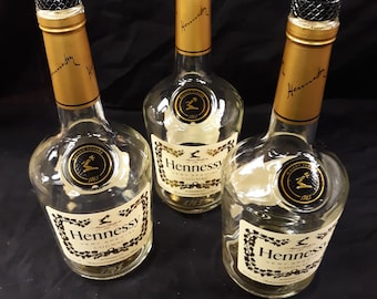 Empty 750ml liter Hennessy Bottles   with corks / caps bottle