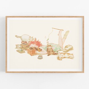 Perfect Day / Cat Illustration /  Instant Download / Printable Artwork / Illustration Print / House Wall Art / Home Print / Home Decor
