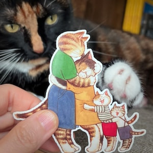 Pegatina grande - Familia de gatos