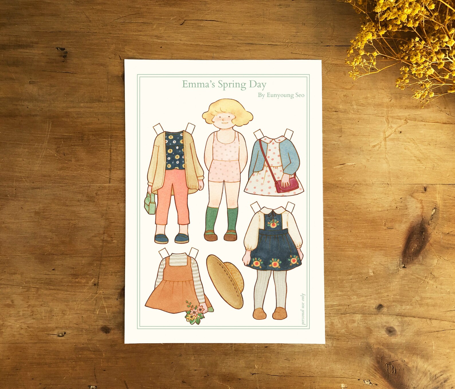 Printable Paper Doll / Emmas Spring Day / A4 / Digital Etsy